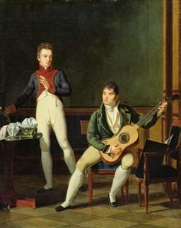 French school Musician and his family oil painting picture